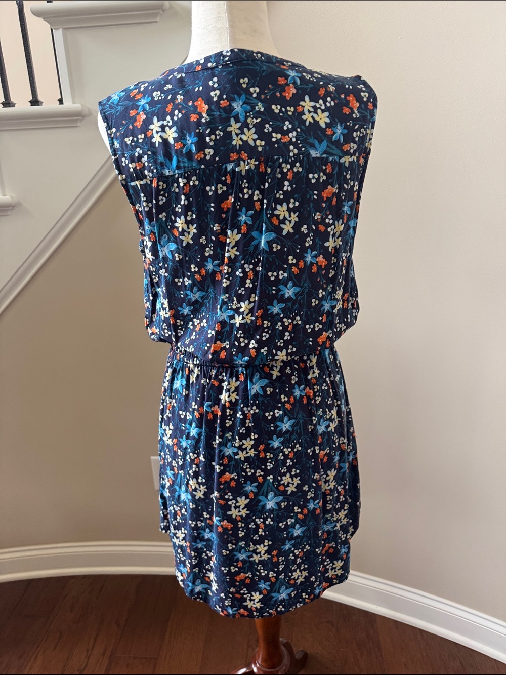 GAP Floral Print Dress in Navy with Blue, yellow, & Peach Accents - Picture 5 of 6